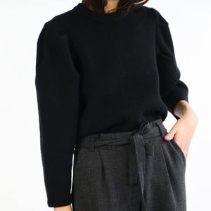 JUST FEMALE PUFFY SLEEVE SWEATER - BLACK